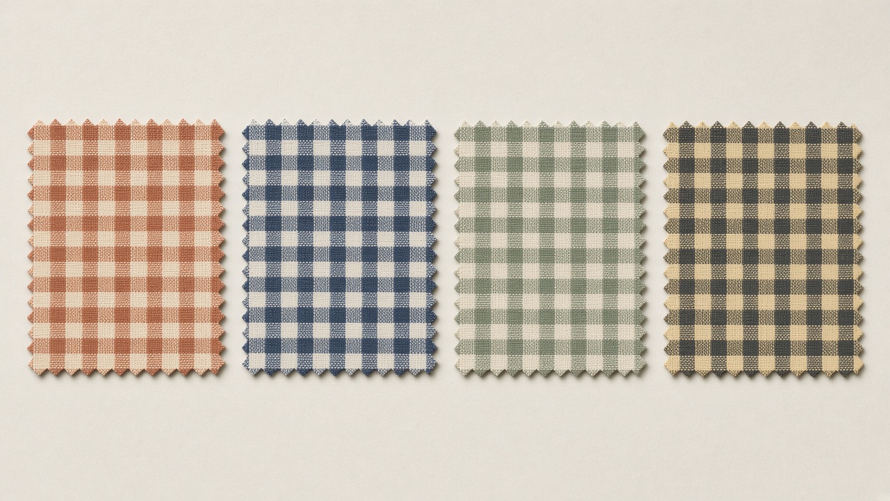 Four woven gingham colorways of the same check