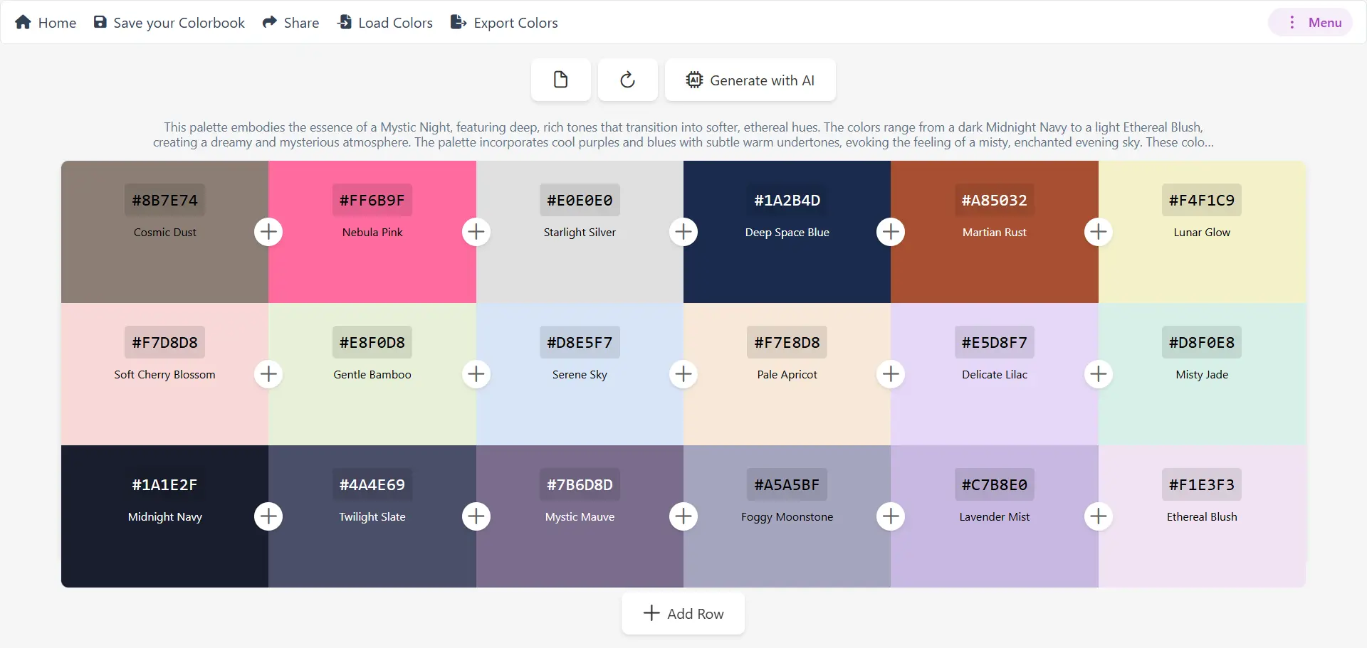 AI Color Palette Generator Interface
